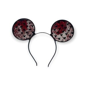 Disney Parks Ears with red glitter snow globe